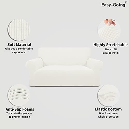 Easy-Going Stretch Loveseat Couch Covers Washable Cream - Image 5
