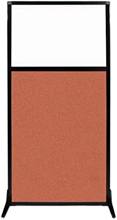 Versare Workstation Partition | Portable Wall Divider | Modern Office Cubicle | Free Standing Privacy Screen | Flexible Work Space | 33" x 70" W/Window, Papaya Fabric Panels by VERSARE