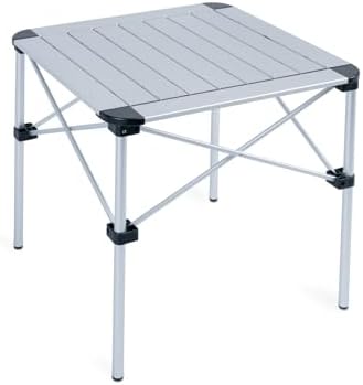 iClimb Lightweight Stable Alu. Folding Square Table Roll Up Top (Silver, M) by iClimb