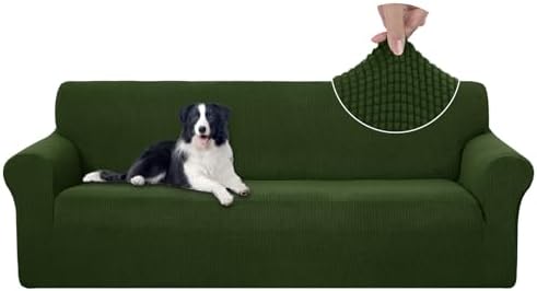 U-NICE HOME 4 Seater Stretch Couch Cover for 3 Cushion Sofa, Bronze Green by U-NICEHOME