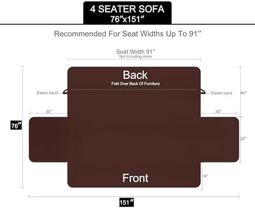 U-NICE HOME 4 Seater Sofa Cover 91''Large Couch Cover, Dark Blue/Light Grey - Image 6