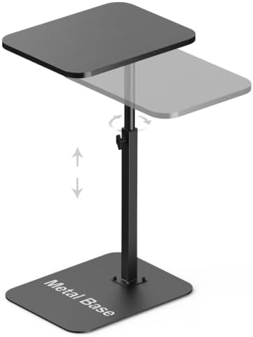 Side Table Sofa Tray for Couch Heavy Metal Base Swivel/Adjustable Height by HzTinT