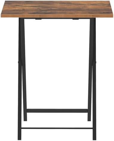 HOOBRO Folding TV Tray Tables, Set of 2 Side Table for Small Space, Industrial Snack Tables for Eating at Couch, Stable Metal Frame, Easy Assembly, Space Saving, Rustic Brown and Black BF25BZ01 - Image 5