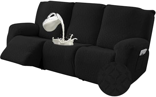 Gennia Waterproof Recliner Sofa Cover,3 Seat Couch Cover,Black by Genina