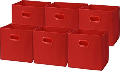 Simple Houseware 11-Inch Foldable Cube Storage Bins with Handles, Red by SimpleHouseware