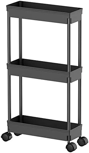 Sooyee 3 Tier Rolling Cart with Wheels, Black by Sooyee