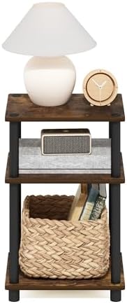Furinno JUST Toolless 3-Tier Side Table, Open Shelf End Table, Amber Pine - Image 6