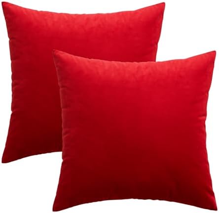 MIULEE Velvet Throw Pillow Covers 20x20 Inch Pack of 2 Bright Red - Image 6