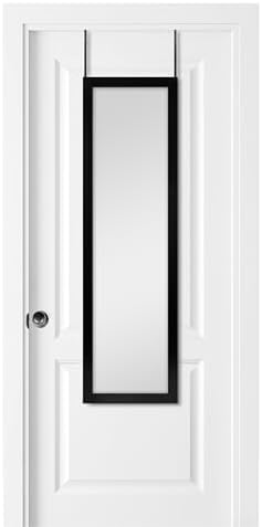 MCS 14.7x50.7 Black Over The Door Mirror, Full Length Hanging Mirror for Bedroom & Bathroom Doors, Lightweight Design with Patented No Tools Required Hanging System by MCSIndustriesInc