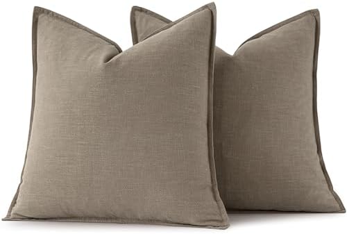 MIULEE Decorative Linen Pillow Covers 20x20 Inch Tan Taupe - Image 7