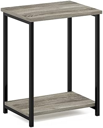 Furinno Simplistic 2-Tier Metal Frame Side Table, French Oak - Image 5