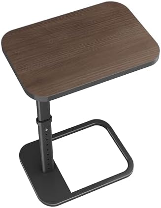 Kitstorack TV Tray Table, Adjustable Height & Rounded Metal Corners, Snack Table for Couch, Sofa, Bed, Chair, Living Room, C Shaped End Side Table for Eating, Dinner or Laptop, Small Spaces, Espresso by Kitstorack