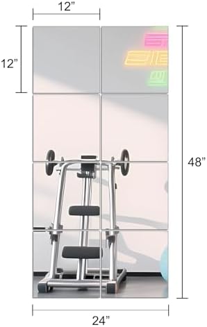 Full Length Mirror Tiles, 12" x 12" x 8PCS Frameless Wall Mounted Mirror - Image 3
