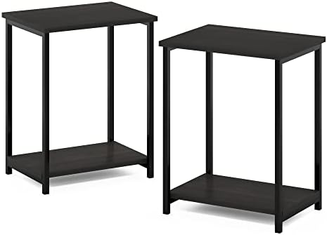 Furinno SIMPLISTIC Side Table Set of 2, 2-Tier Modern Metal Frame End Table with Open Shelf, Night Stand, Bedside Table, Easy Assembly, for Living Room, Bedroom, Espresso - Image 5