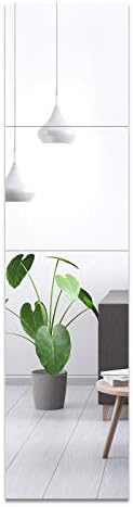 EVENLIVE® Full Length Mirror Tiles, Frameless Glass Wall Mirror 12 Inch x 4 Pieces, Body Mirror, Long Mirror, Gym Mirrors for Home Gym, for Door, Closet, Room, Easy to Install by EVENLIVE