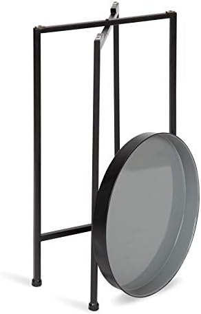 Kate and Laurel Celia Round Foldable Tray Accent Table, 14" x 14" x 25.75", Gray and Black, Modern Minimalist Design and Magnetic Tabletop - Image 5