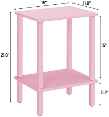 TUTOTAK End Table, Set of 2, Side Table, Nightstand, 2-Tier Storage Shelf - Image 3