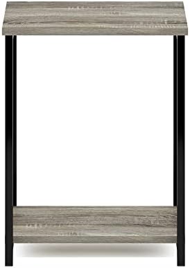 Furinno Simplistic 2-Tier Metal Frame Side Table, French Oak - Image 6