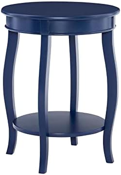 Powell Phipps Navy Blue Round Side Table with Shapely Legs and Shelf by Powell