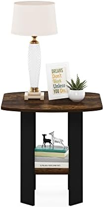 Furinno Simple Design End Side Night Stand/Bedside Table with Bin Drawer, Amber Pine/Black (Pack of 3) - Image 6