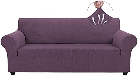 Asnomy Stretch Couch Covers for Sofa Washable, 3 Cushion Couch,Gray Purple by Asnomy