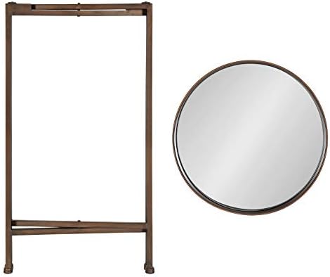 Kate and Laurel Celia Round Metal Foldable Accent Table with Mirror Tray Top, Bronze - Image 5