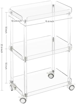 AQUIVER Acrylic 3 Tier Rolling Storage Cart - Small Utility Cart Organizer - Image 2
