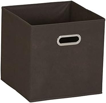 Household Essentials Fabric Storage Bins in Strong Poly‑Woven Fabric with Sturdy Chipboard Sides, and Grommet Front Handle, Brown, Set of 6 - Image 5