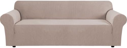 H.VERSAILTEX Stretch Extra Large Sofa Covers Sofa Slipcovers for Living Room Feature Thick Checked Jacquard Fabric with Elastic Bottom, Sofa X-Large - Sand by HVERSAILTEX