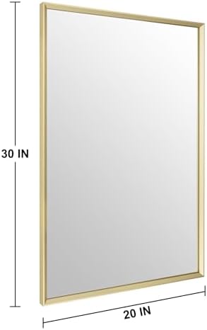 Bathroom Mirror for Wall, 30x20 Inch Framed Vanity Mirror Brushed Gold - Image 5