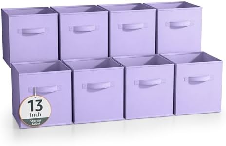 Sorbus Fabric Storage Cubes, 8 Pack, with Handles (13 Inch, Pastel Purple) by Sorbus