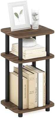Furinno JUST 3-Tier Telephone Table, Turn-N-Tube Toolless Side Table with Open Shelf, Round Curve Corner Night Stand, Bedside Table, for Living Room, Bedroom, Columbia Walnut - Image 6