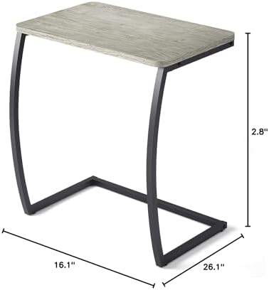 SRIWATANA Light Grey C Shaped Side Table, End Table for Sofa Couch Bedside - Image 3