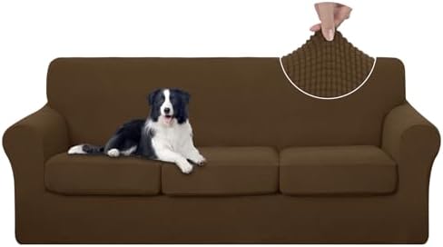 U-NICE HOME 4 Pieces Stretch Couch Cover Sofa Slipcover, Brown by U-NICEHOME