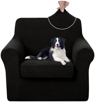 U-NICE HOME 2 Pieces Chair Covers Stretch Chair Slipcover, Black by U-NICEHOME
