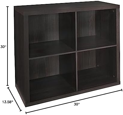 ClosetMaid 4 Cube Storage Shelf Organizer Bookshelf with Back Panel, Easy Assembly, Wood, Black Walnut - Image 5