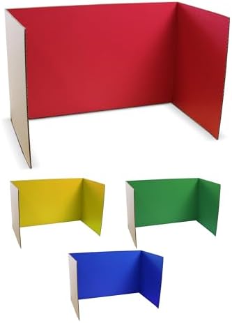 Flipside Products 18”x 48” Assorted Color Study Carrel, Red, Green, Blue, Yellow Privacy Boards, Student Privacy and Focus Booth for The Classroom, Desk Divider Cubby for Tests, Made in USA - 12 Pack by FlipsideProducts
