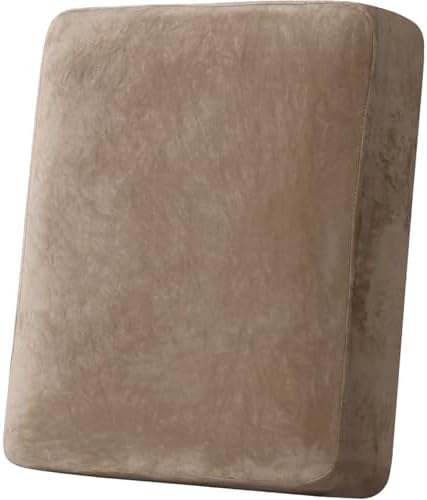 H.VERSAILTEX Velvet Stretch Couch Cushion Cover Plush Cushion Slipcover for Chair Cushion Furniture Protector Seat Cushion Sofa Cover (1 Piece Armchair Cushion Covers, Camel) by HVERSAILTEX