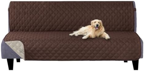 U-NICE HOME Futon Sofa Covers 68''Armless Couch Cover, Coffee/Beige by U-NICEHOME