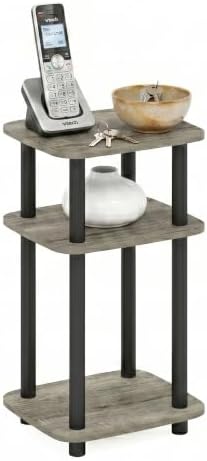 Furinno JUST 3-Tier Telephone Table, Turn-N-Tube Toolless Side Table with Open Shelf, Round Curve Corner Night Stand, Bedside Table, for Living Room, Bedroom, French Oak by Furinno-FitsYourSpaceFitsYourBudget