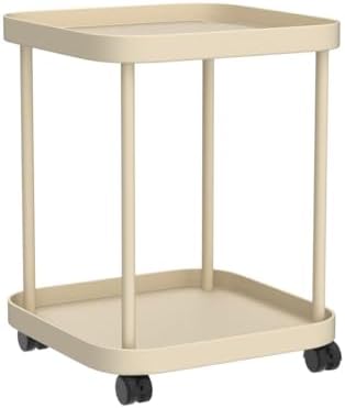 Side Table with Wheels, 2-Tier End Table Small Night Stand - Image 5