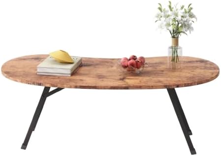 Foldable Coffee Table,Mid Century Modern Oval Coffee Table for Living Room by Unknown