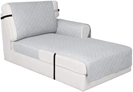 Easy-Going Reversible Chaise Lounge Couch Cover Water Resistant Sofa Cover Sectional L Shaped Sofa Slipcover with Adjustable Straps Furniture Protector for Dogs (115X34 in, Light Gray/Light Gray) by Easy-Going