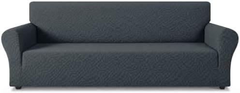 ZNSAYOTX 1 Piece Stretch Oversized Sofa Covers (91"-112"), New Plaid Couch Cover with Non-Slip Buckle for Dog Pets, Ultimate Soft Cozy Washable X-Large Sofa Slipcover Form Fit Protector, Dark Grey by ZNSAYOTX