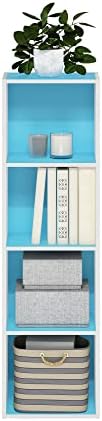 Furinno PASIR Book Shelf, 4-Tier Modern Bookshelf, Open Shelves Bookcase 9 x 12 x 42, Easy Assembly, for Living Room, Bedroom, Home Office, Light Blue/White - Image 6