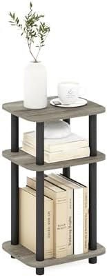 Furinno JUST 3-Tier Telephone Table, Turn-N-Tube Toolless Side Table with Open Shelf, Round Curve Corner Night Stand, Bedside Table, for Living Room, Bedroom, French Oak - Image 6