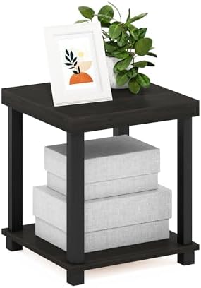 Furinno Turn-N-Tube Toolless 2-Tier Side Table, Thick Tabletop, Espresso by Furinno-FitsYourSpaceFitsYourBudget
