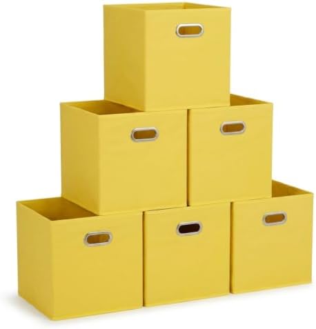 Household Essentials 6 ct Open Fabric Cube Storage Bins, Golden Yellow by HouseholdEssentials