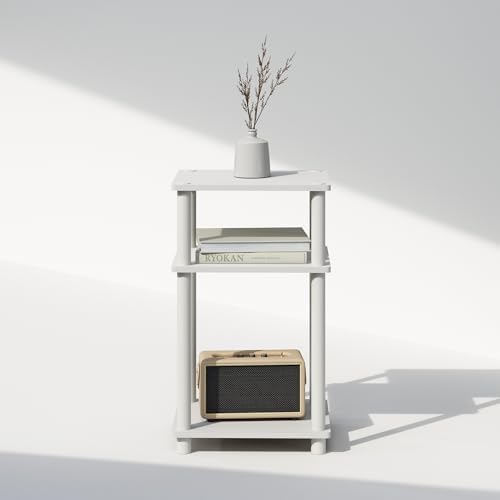 Furinno JUST Toolless 3-Tier Side Table, Open Shelf End Table, White - Image 6