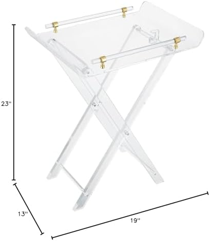 Clear Acrylic Folding Side Table with Handle, X-Leg Small End Table - Image 3